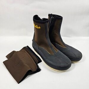 CABELAS Men's Neoprene + Felt Sole Wading Boots Size M Brown Zip Up Fly Fishing